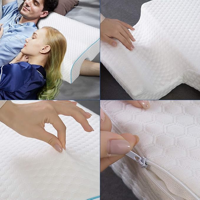 Couple Pillow Orthopedic Memory Foam Protect Cervical Vertebra Release Arm Pain Pressure Pillow for Side Sleeper - SHOPPING YARD