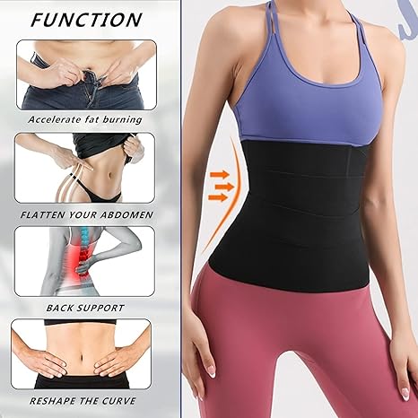 Waist Trainer For Women Waist Wraps For Stomach Me Up Bandage Wrap For Women Body Belly Wraps To Lose Belly Fat Black - SHOPPING YARD